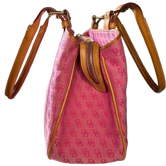 Dooney & Bourke Set DB Logo Canvas Leather w/Pouche and Card Holder Pink (3) - Picture 13 of 16